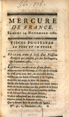 Mercure de France Samstag 24. November 1781