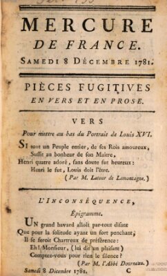 Mercure de France Samstag 8. Dezember 1781