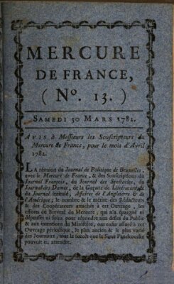 Mercure de France Samstag 30. März 1782