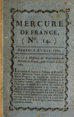 Mercure de France Samstag 6. April 1782