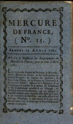 Mercure de France Samstag 13. April 1782