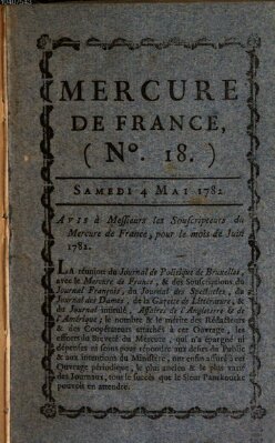 Mercure de France Samstag 4. Mai 1782