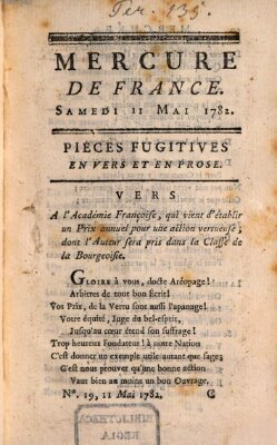 Mercure de France Samstag 11. Mai 1782