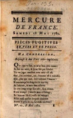 Mercure de France Samstag 18. Mai 1782