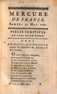 Mercure de France Samstag 25. Mai 1782