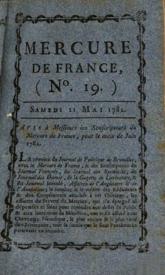 Mercure de France Samstag 11. Mai 1782