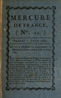 Mercure de France Samstag 1. Juni 1782