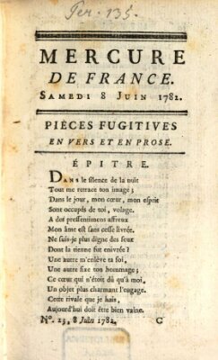 Mercure de France Samstag 8. Juni 1782