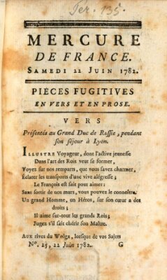 Mercure de France Samstag 22. Juni 1782