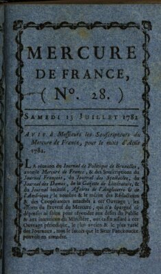 Mercure de France Samstag 13. Juli 1782