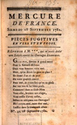 Mercure de France Samstag 28. September 1782