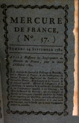 Mercure de France Samstag 14. September 1782