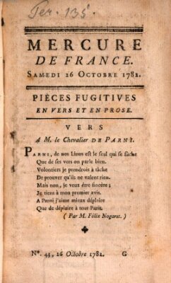 Mercure de France Samstag 26. Oktober 1782