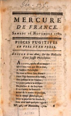 Mercure de France Samstag 16. November 1782