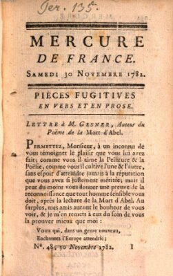 Mercure de France Samstag 30. November 1782