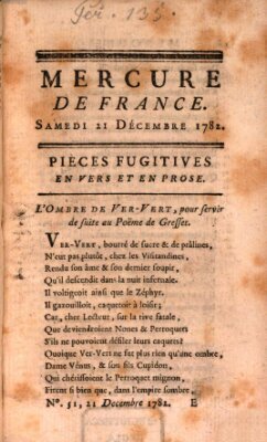 Mercure de France Samstag 21. Dezember 1782