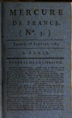 Mercure de France Samstag 18. Januar 1783