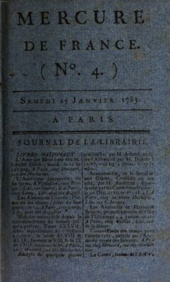 Mercure de France Samstag 25. Januar 1783