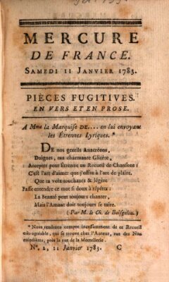 Mercure de France Samstag 11. Januar 1783