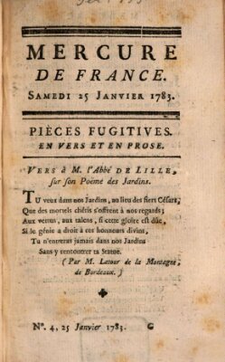 Mercure de France Samstag 25. Januar 1783