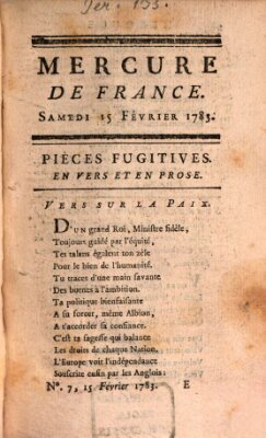 Mercure de France Samstag 15. Februar 1783