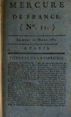 Mercure de France Samstag 15. März 1783