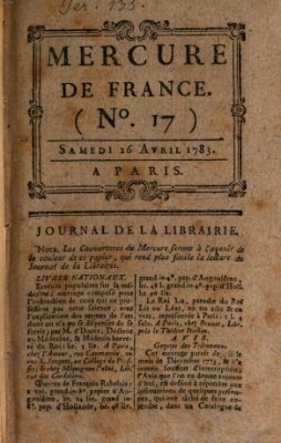 Mercure de France Samstag 26. April 1783