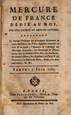 Mercure de France Samstag 7. Juni 1783