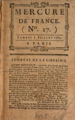 Mercure de France Samstag 5. Juli 1783