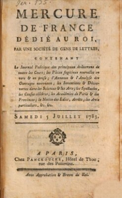 Mercure de France Samstag 5. Juli 1783