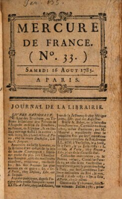 Mercure de France Samstag 16. August 1783