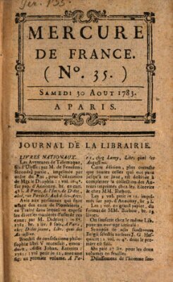 Mercure de France Samstag 30. August 1783