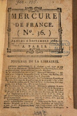 Mercure de France Samstag 6. September 1783