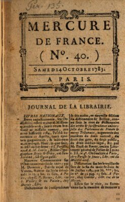 Mercure de France Samstag 4. Oktober 1783