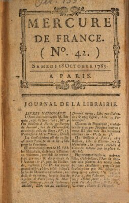 Mercure de France Samstag 18. Oktober 1783