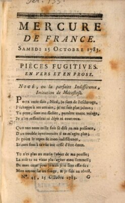 Mercure de France Samstag 25. Oktober 1783