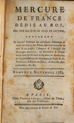 Mercure de France Samstag 1. November 1783