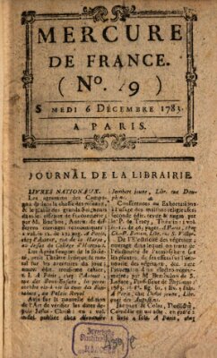 Mercure de France Samstag 6. Dezember 1783