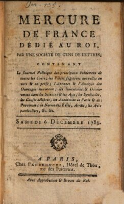 Mercure de France Samstag 6. Dezember 1783