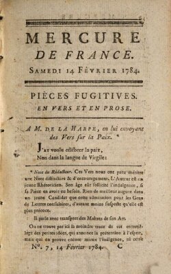 Mercure de France Samstag 14. Februar 1784