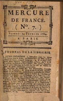 Mercure de France Samstag 14. Februar 1784