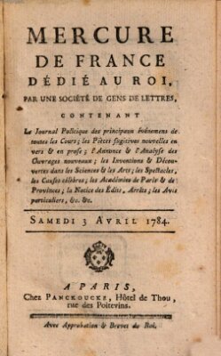 Mercure de France Samstag 3. April 1784