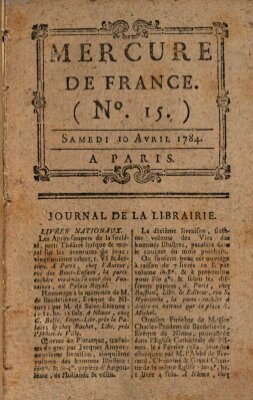 Mercure de France Samstag 10. April 1784