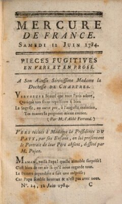 Mercure de France Samstag 12. Juni 1784