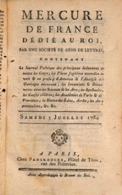 Mercure de France Samstag 3. Juli 1784