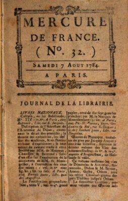 Mercure de France Samstag 7. August 1784