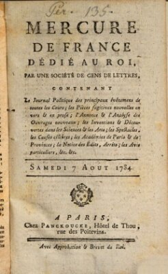 Mercure de France Samstag 7. August 1784