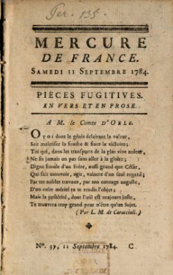 Mercure de France Samstag 11. September 1784