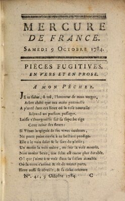 Mercure de France Samstag 9. Oktober 1784