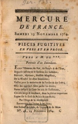 Mercure de France Samstag 13. November 1784